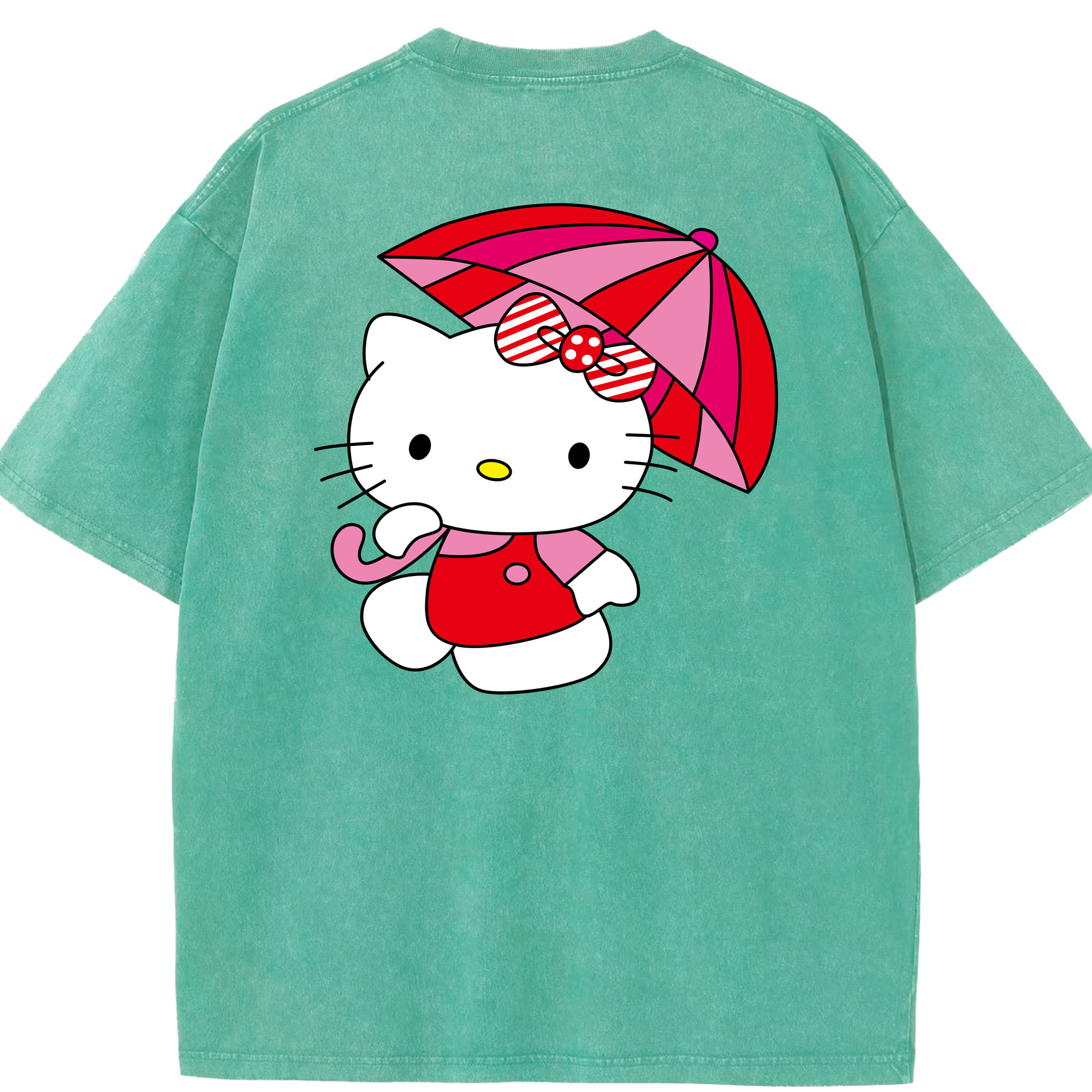（画像用） Hello Kitty ハローキティ 綿100% ヴィンテージ風 半袖Tシャツ（背面プリント）